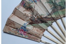 Hidden wedding, three images fan, circa 1780