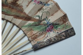 Hidden wedding, three images fan, circa 1780
