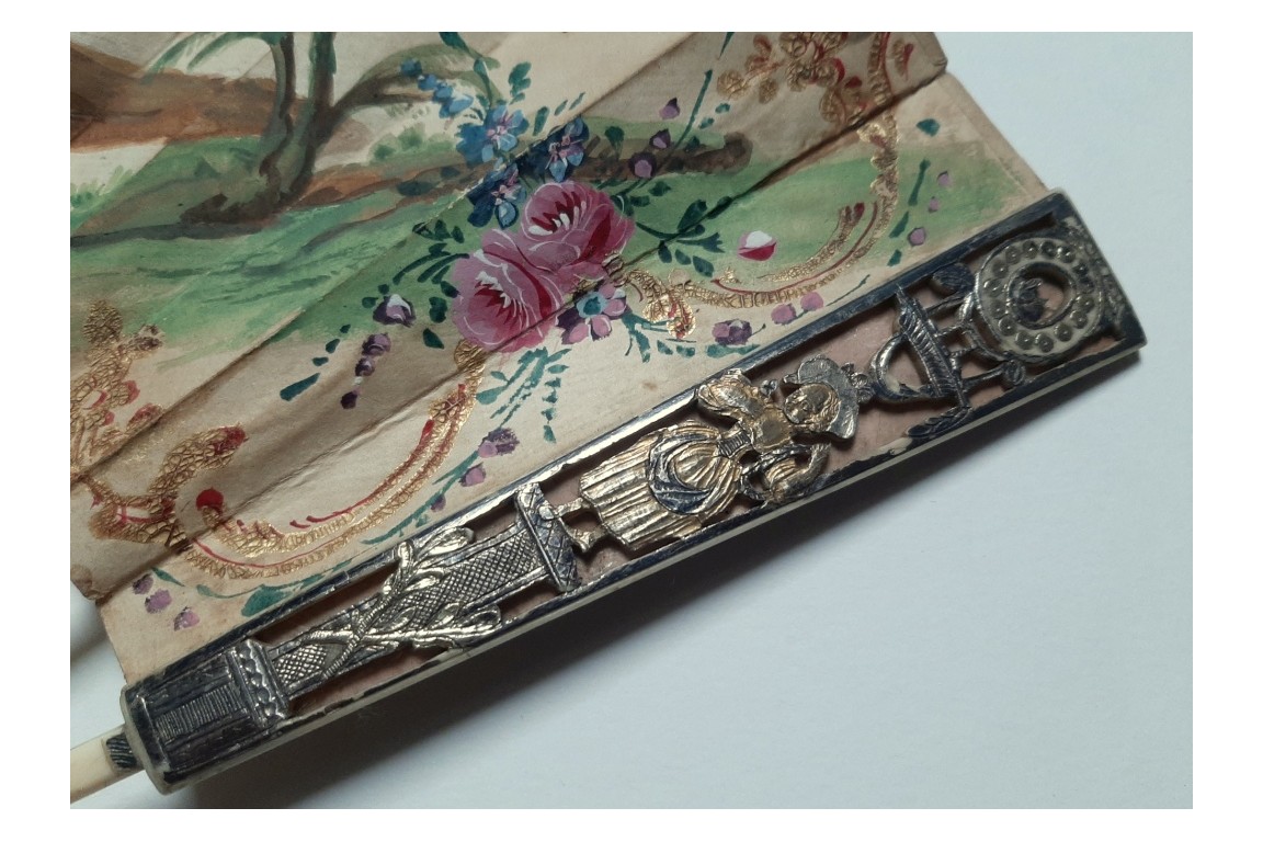 Hidden wedding, three images fan, circa 1780
