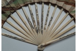Hidden wedding, three images fan, circa 1780