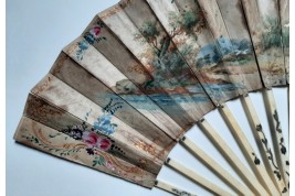 Hidden wedding, three images fan, circa 1780