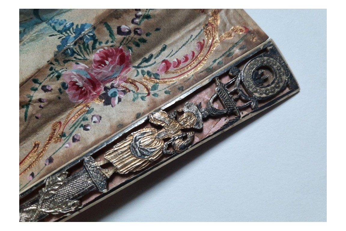 Hidden wedding, three images fan, circa 1780
