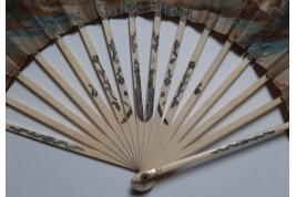 Hidden wedding, three images fan, circa 1780