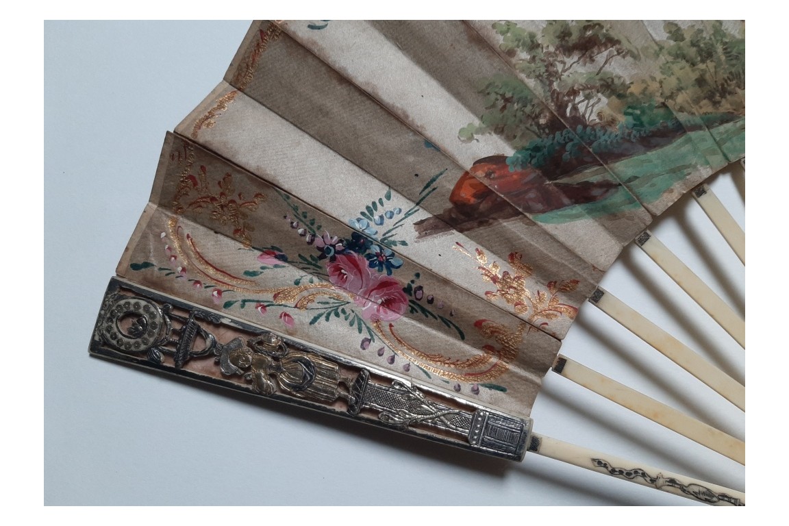 Hidden wedding, three images fan, circa 1780