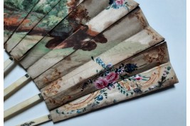 Hidden wedding, three images fan, circa 1780