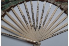 Hidden wedding, three images fan, circa 1780