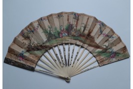 Hidden wedding, three images fan, circa 1780