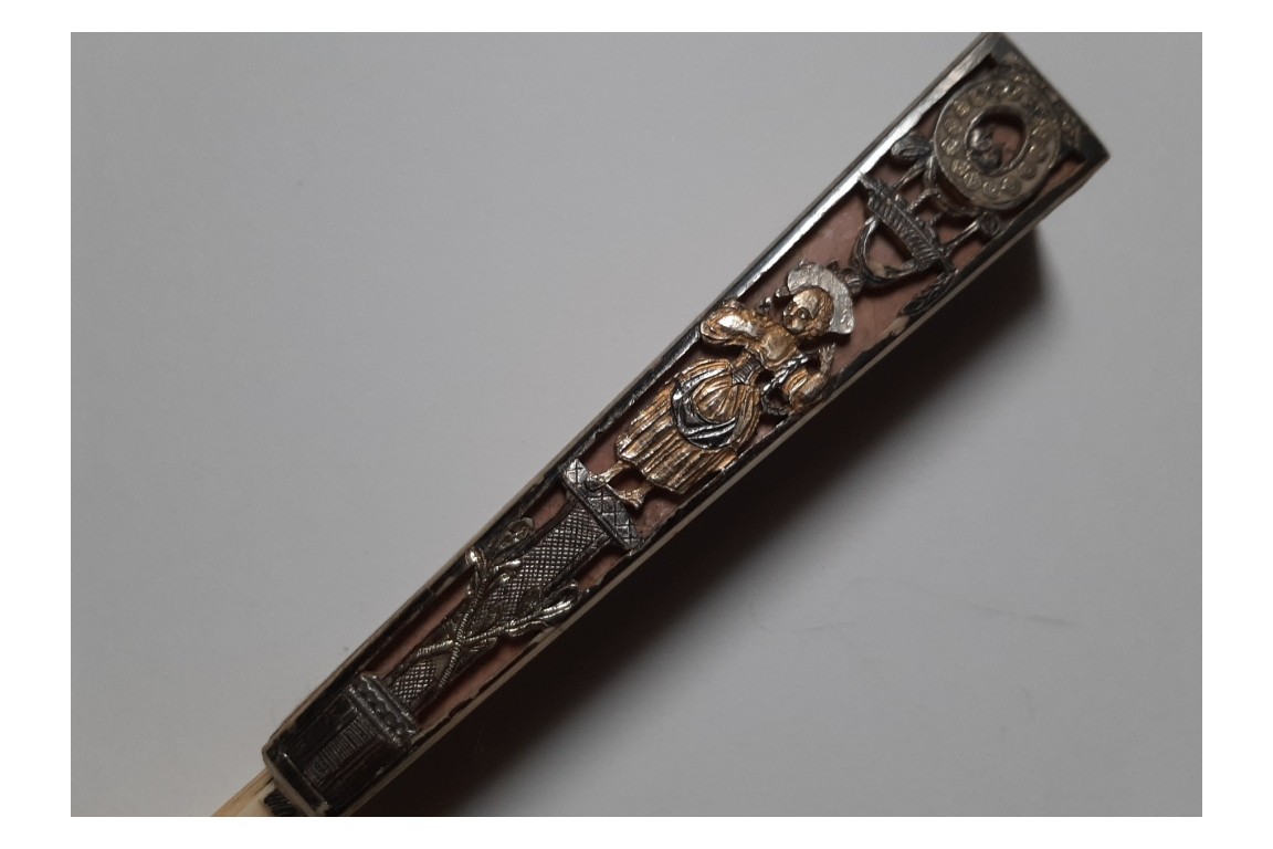 Hidden wedding, three images fan, circa 1780