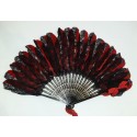 Black carnation, lace and feather fan, 20th