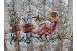Golden pheasant, embroidered fan circa 1880-90