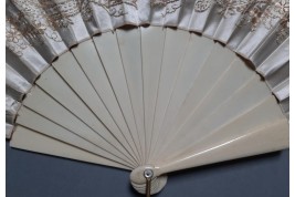 Golden pheasant, embroidered fan circa 1880-90