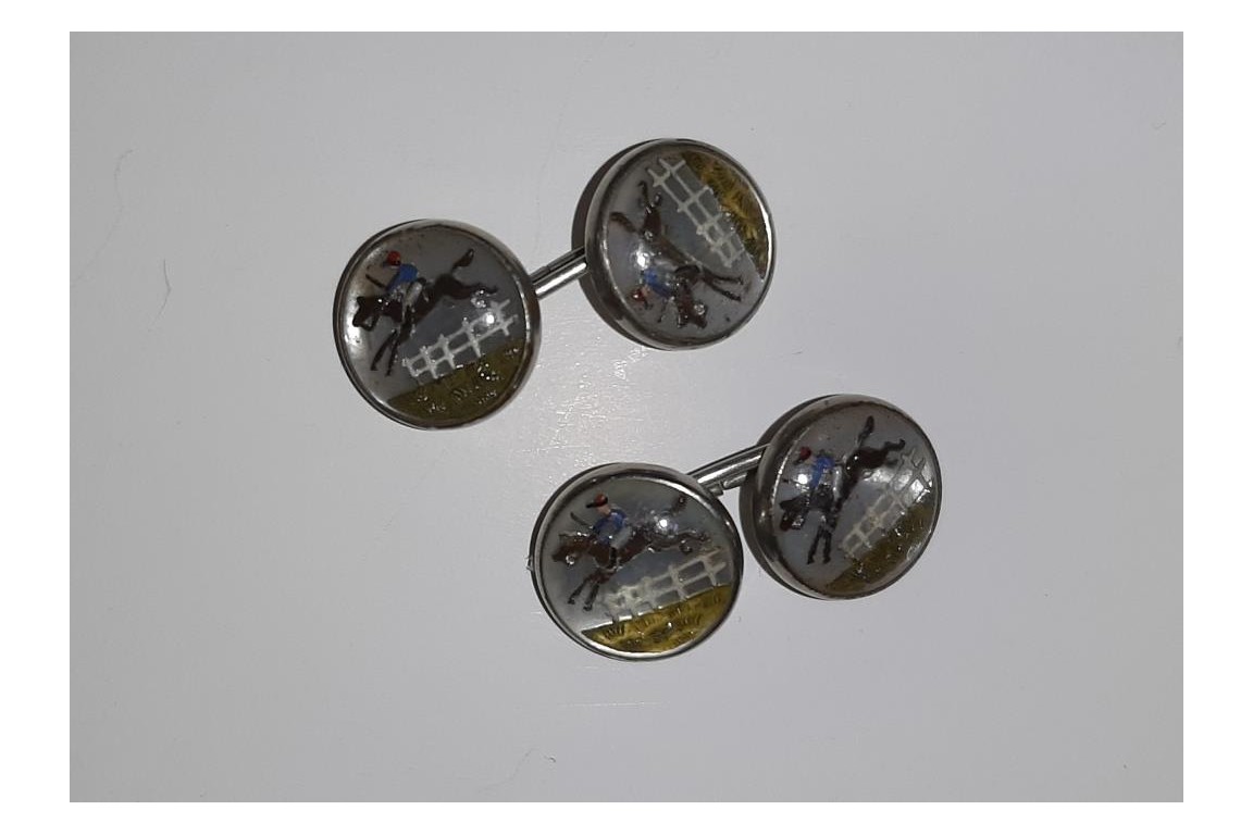 Horses race cufflinks, circa 1920-40