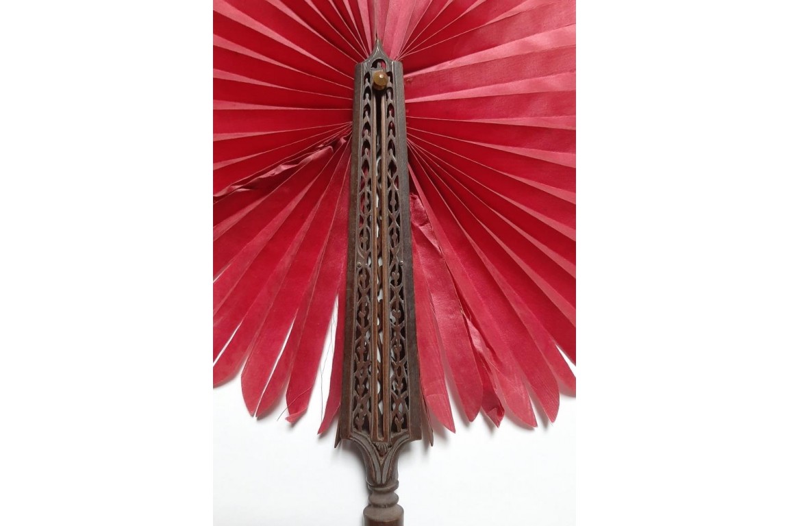 Cockade sliding fan, circa 1870
