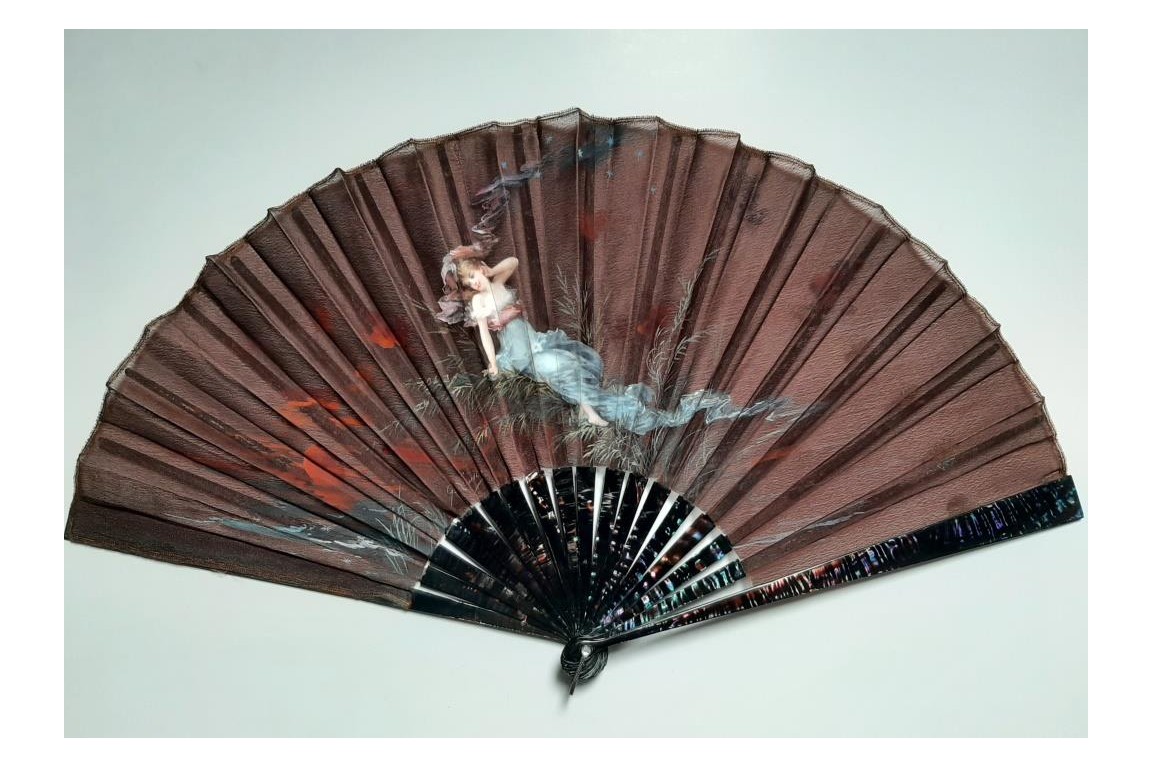Nyx at sunset, fan by Lasellaz circa 1890