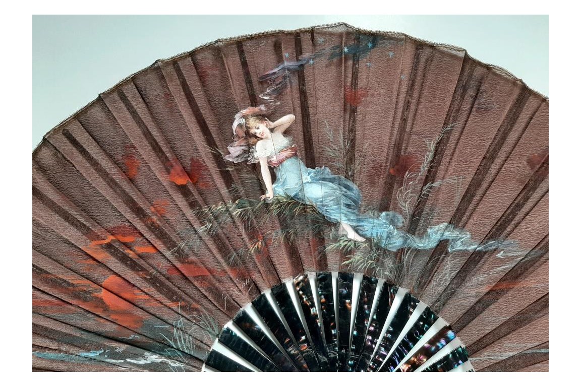 Nyx at sunset, fan by Lasellaz circa 1890