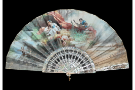 Amorous daydreams, fan by Jules Donzel circa 1890