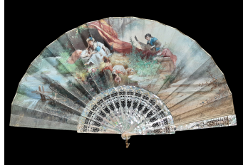 Amorous daydreams, fan by Jules Donzel circa 1890