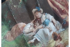 Amorous daydreams, fan by Jules Donzel circa 1890