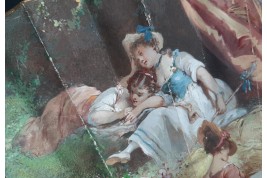 Rêveries amoureuses, éventail de Jules Donzel vers 1890