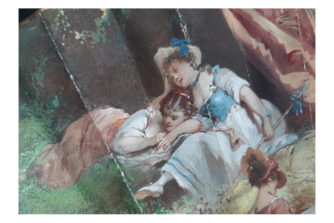 Rêveries amoureuses, éventail de Jules Donzel vers 1890