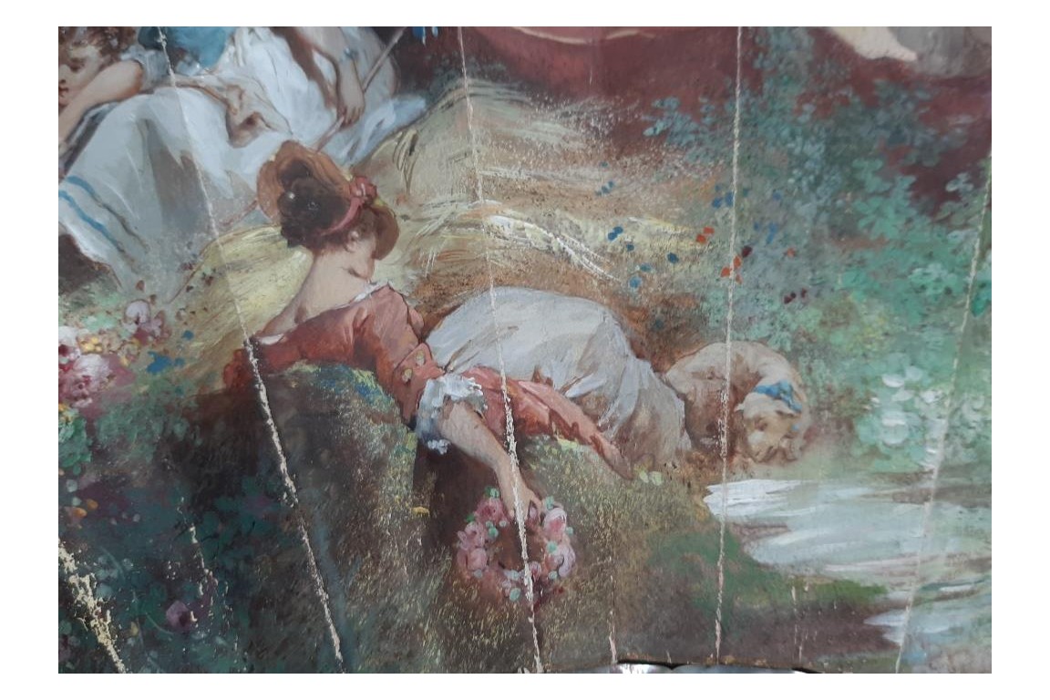 Amorous daydreams, fan by Jules Donzel circa 1890