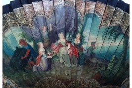 Calypso holding Ulysses in her island, fan circa 1700-20