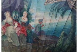 Calypso holding Ulysses in her island, fan circa 1700-20
