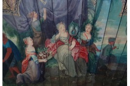Calypso holding Ulysses in her island, fan circa 1700-20