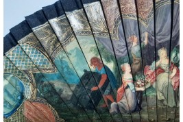 Calypso holding Ulysses in her island, fan circa 1700-20