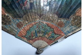 Calypso holding Ulysses in her island, fan circa 1700-20