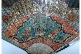 Calypso holding Ulysses in her island, fan circa 1700-20