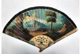 Calypso holding Ulysses in her island, fan circa 1700-20