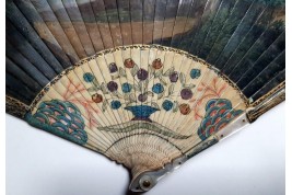 Calypso holding Ulysses in her island, fan circa 1700-20