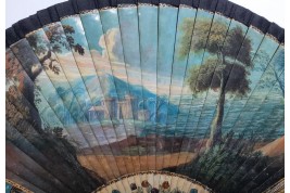 Calypso holding Ulysses in her island, fan circa 1700-20