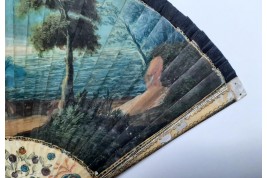 Calypso holding Ulysses in her island, fan circa 1700-20