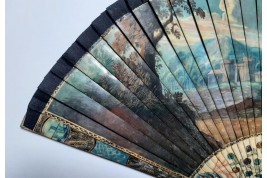 Calypso holding Ulysses in her island, fan circa 1700-20