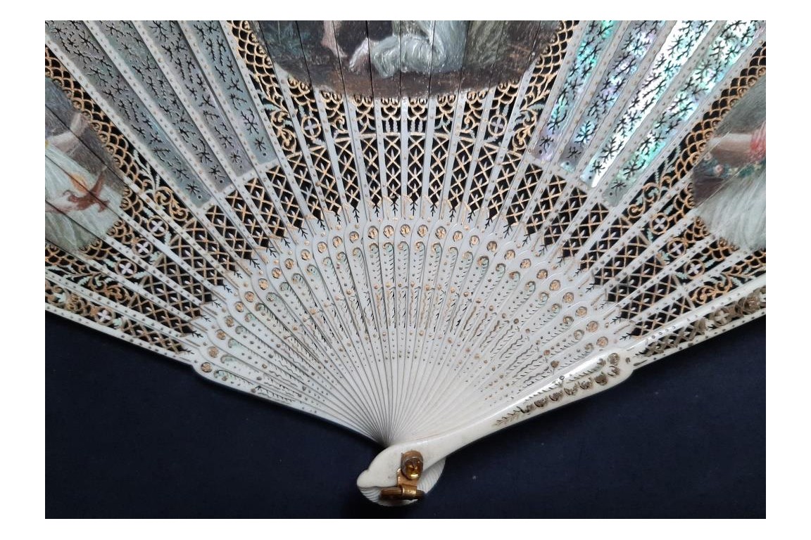 Psyche and Eros, fan circa 1900