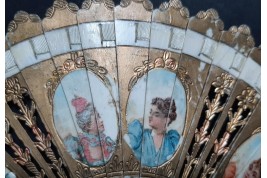 Portraits of women, doll fan, circa 1900