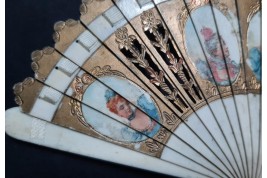 Portraits of women, doll fan, circa 1900