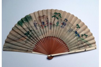 The watermelon seller, fan circa 1875-1900. Japan