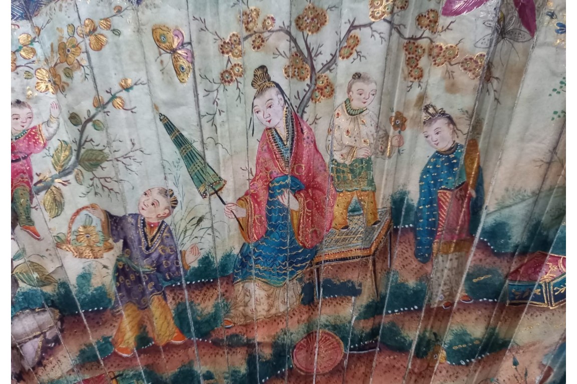 La cueillette chinoise, éventail vers 1800-10