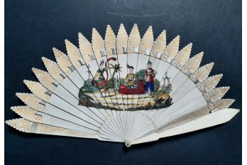Chinoiserie dansée, éventail carnet de bal, vers 1825-30
