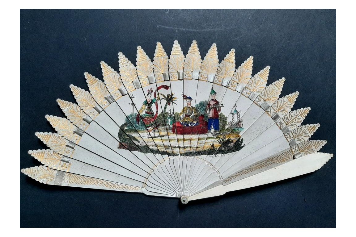 Dancing Chinoiserie, dance card fan, circa 1825-30