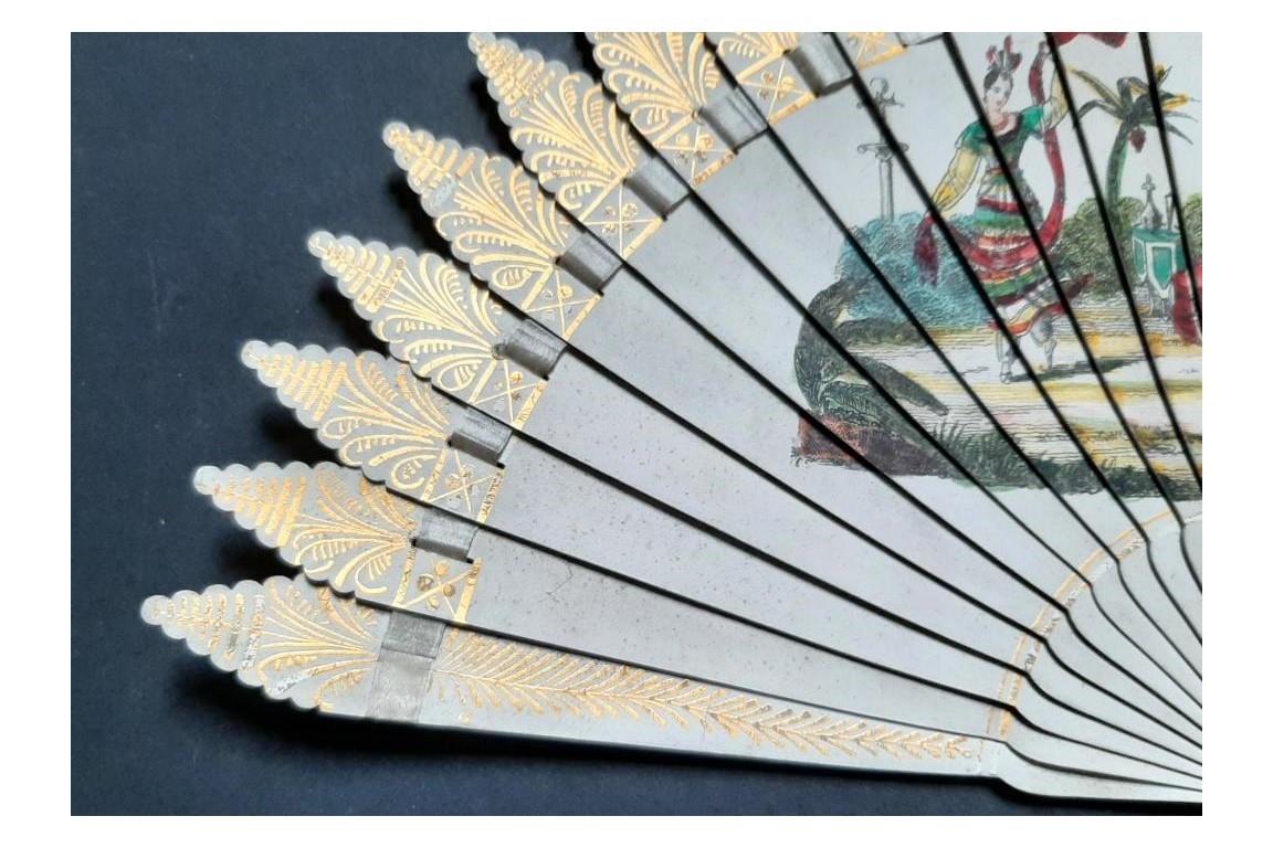 Dancing Chinoiserie, dance card fan, circa 1825-30