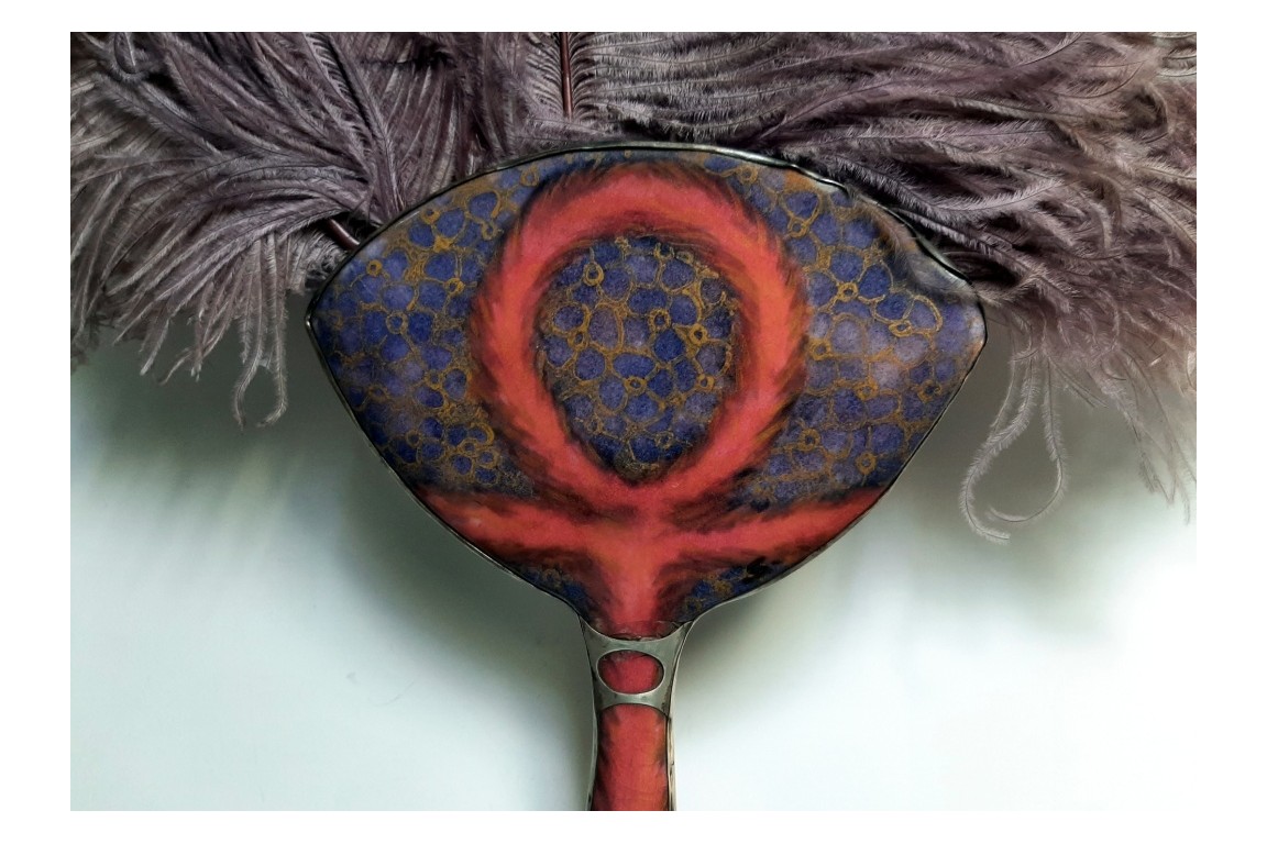 Life in pink and Egyptomania, fixed fan by Coty circa 1914