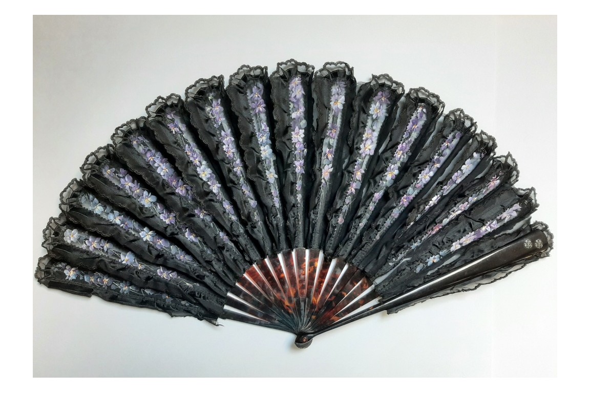 A chiffon of violets flowers, fan circa 1890