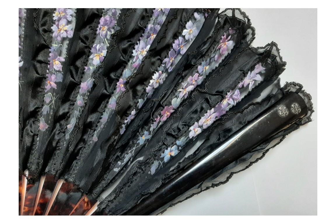 A chiffon of violets flowers, fan circa 1890