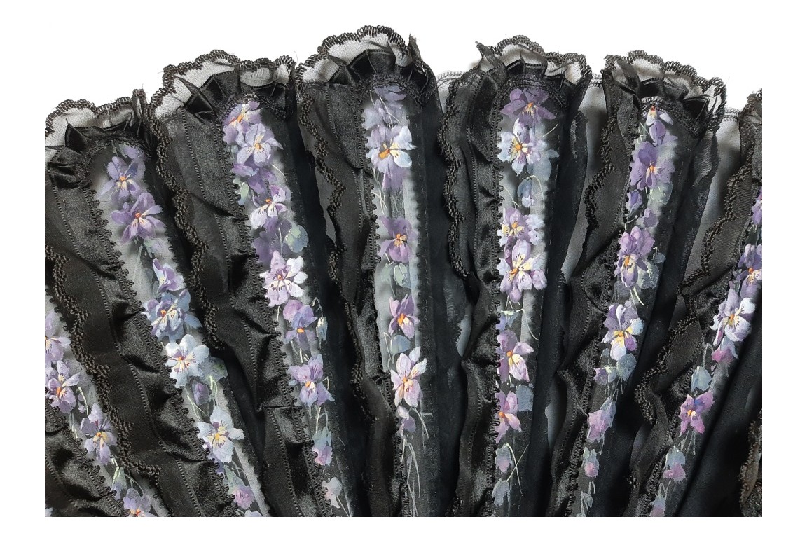 A chiffon of violets flowers, fan circa 1890