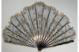 Black and white iris, Art Nouveau fan by Duvelleroy