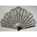 Black and white iris, Art Nouveau fan by Duvelleroy